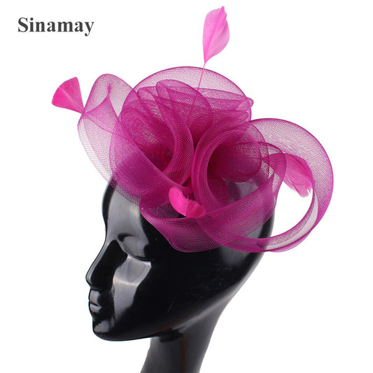 Elegant Women Tulle Hair Fascinator With Feathers