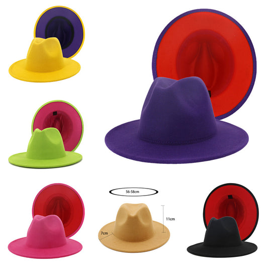 Wide Brim Mixed Color Fedora Hats